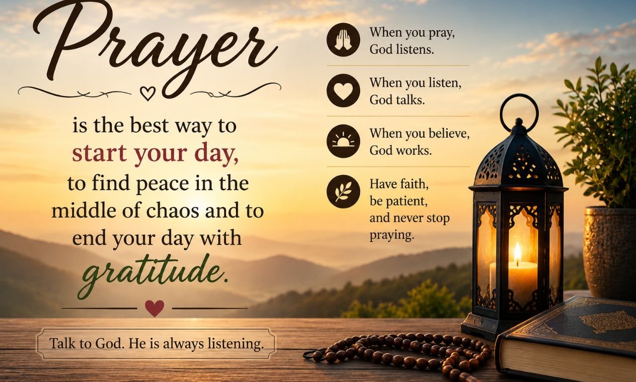 Blessings and prayer quotes image with spiritual message about faith peace and gratitude