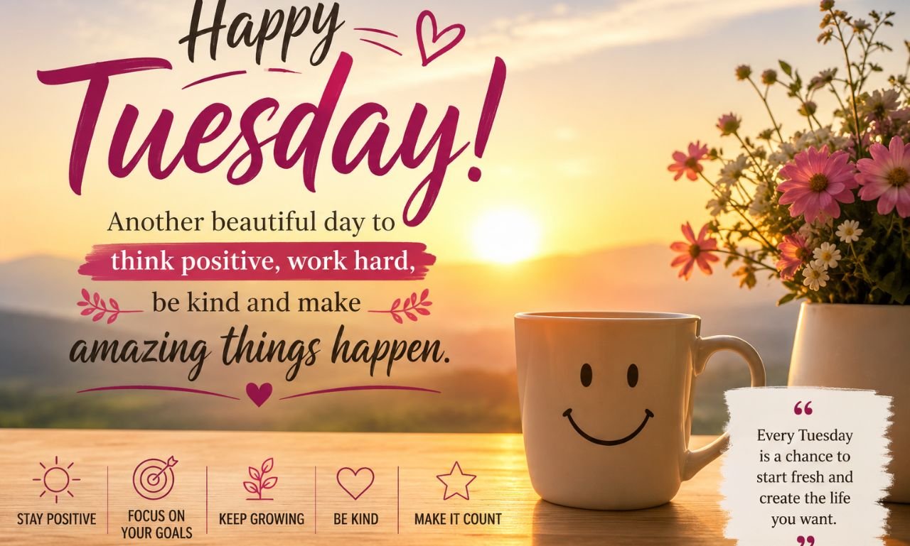 Tuesday life quote with positive message about growth happiness and personal development